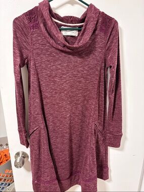 Cozy Marled Plum Cowl Neck Dress